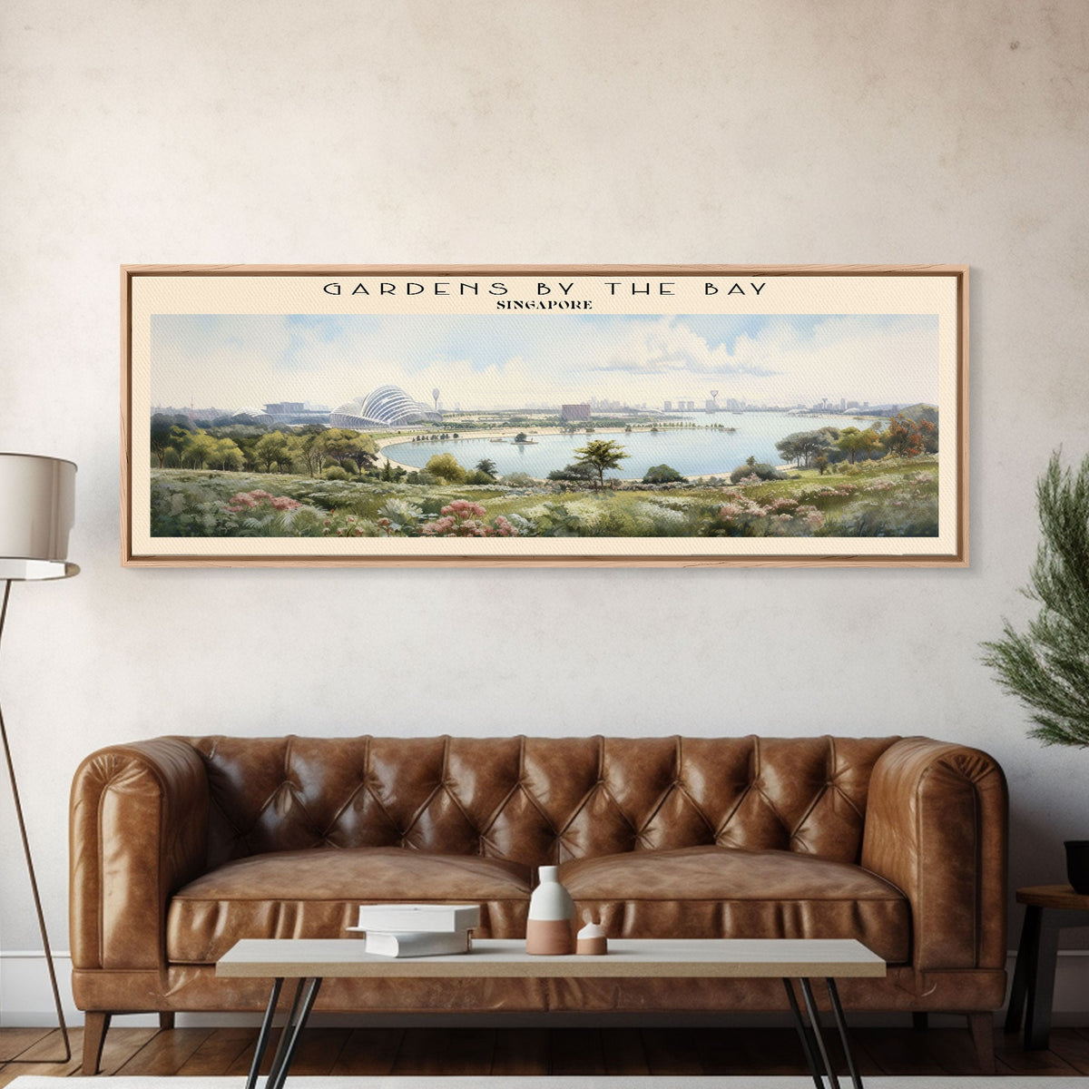 Gardens by the Bay COUNTRY | Framed Travel Poster Canvas Print | Trendy Wall Art | Watercolor Painting | Living Room Art | Unique Art
