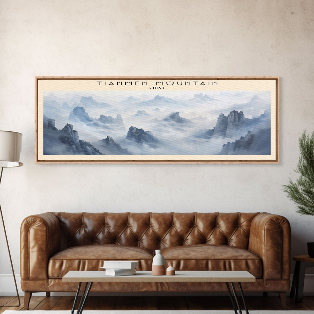 Tianmen Mountain Travel Poster Print, Framed Canvas Print, COUNTRY Travel Art, Wood Framed Art, Wall Hanging, Home Decor