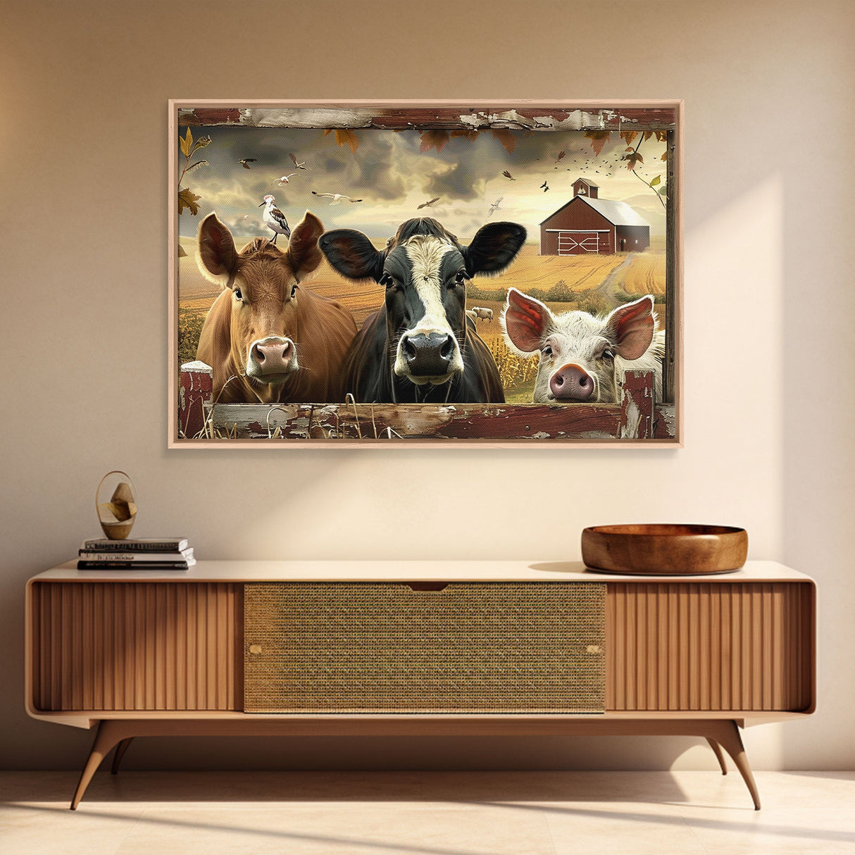 Cute Farmhouse Animal Print, Window Art, Wall Art, Home Decor, Wall Decor, Cute Farmhouse Kitsch Living Room Art