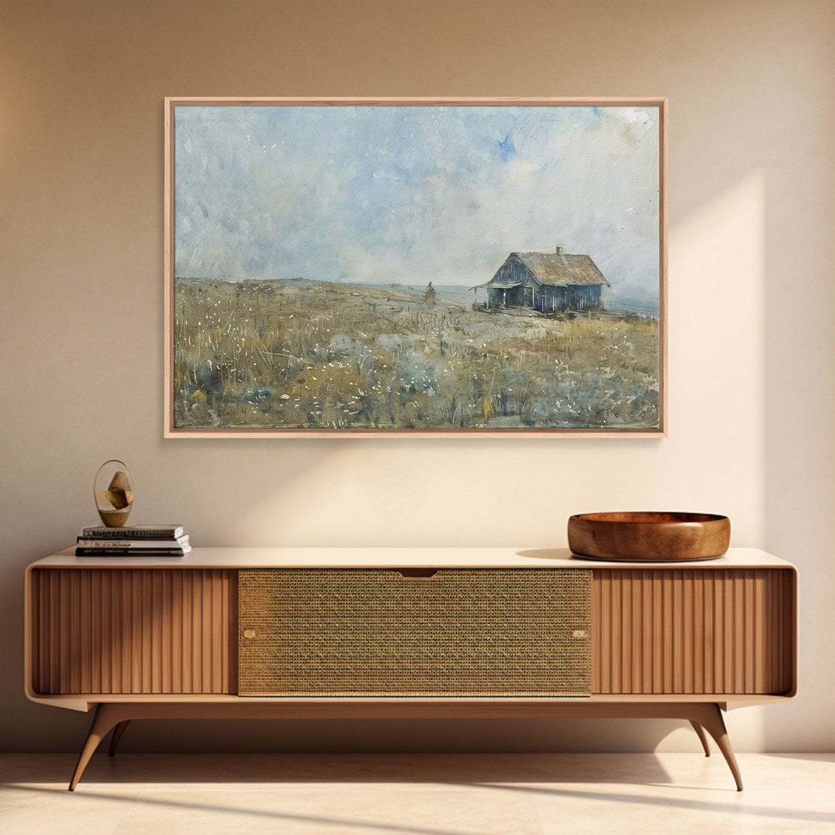 Kitsch Kitchen Farmhouse Decor Framed Canvas Print, Farmhouse Decor, Original Art Of an Old Farmhouse, Western Decor