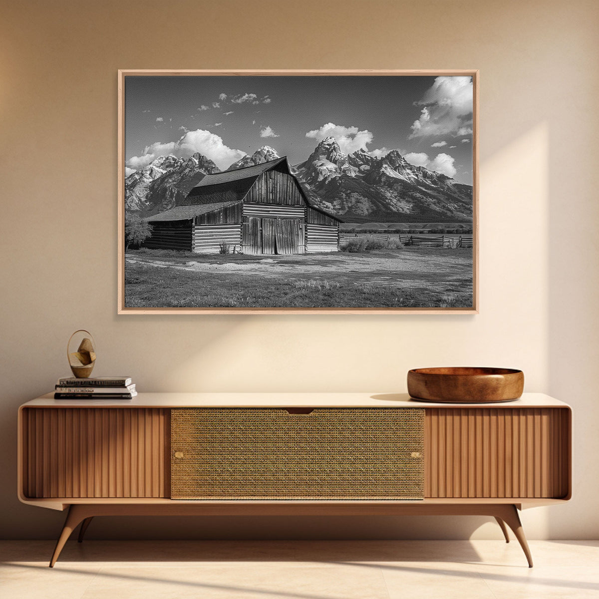 Old Barn Wall Art, Framed Canvas Print or Metal Art, Rustic Homestead Framed Canvas Art, Vintage Old Barn Black and White Wall Art