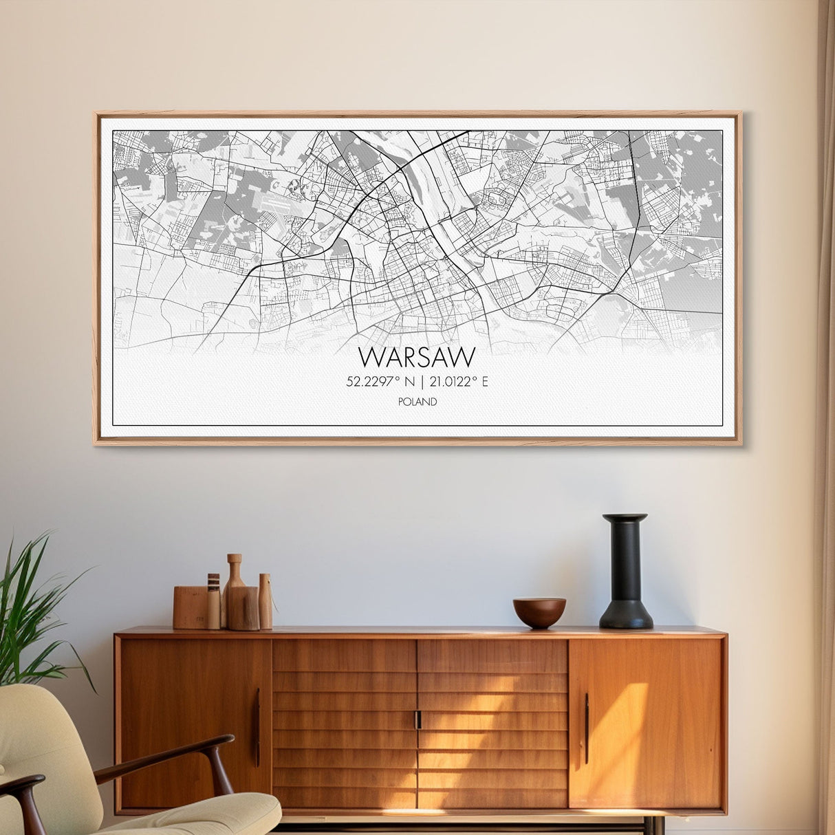 Warsaw City Map, Poland Art, Map Print, Modern Wall Art, Wall Art, Canvas Art, European wall Art, First Home Gift, Wall Décor, Office Prints