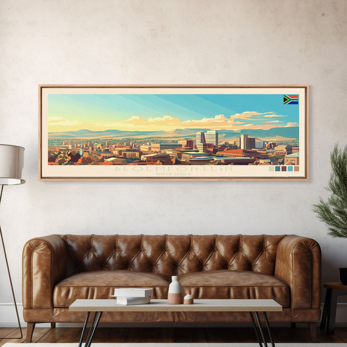 Bloemfontein, South Africa Panoramic Travel Poster Canvas Print, Bloemfontein, South Africa Painting, South Africa Art, Bloemfontein Panoramic Travel Art, Travel Painting