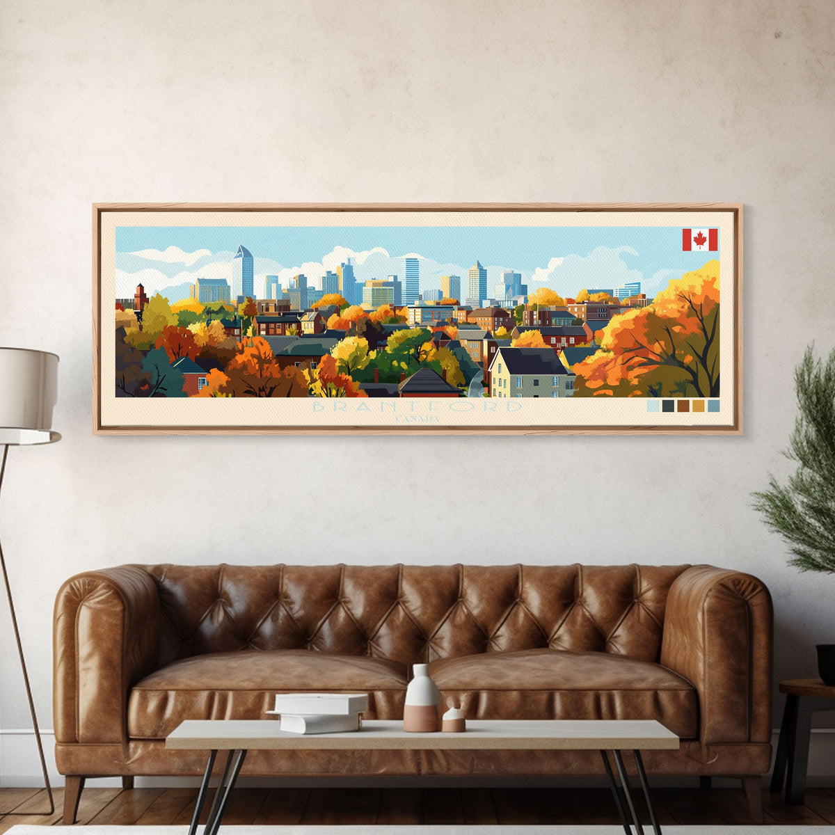 Panoramic Travel Poster Brantford, Canada Canvas Print, Brantford, Canada Painting, Canada Art, Brantford Travel Art, Guest Room Painting