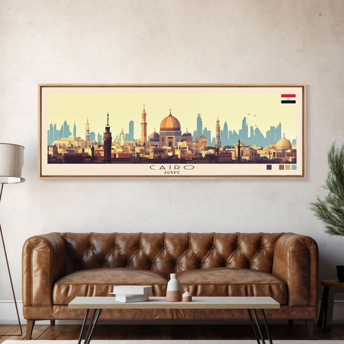 Cairo, Egypt Panoramic Travel Poster Canvas Print, Cairo, Egypt Painting, Egypt Art, Cairo Panoramic Travel Art, Travel Painting