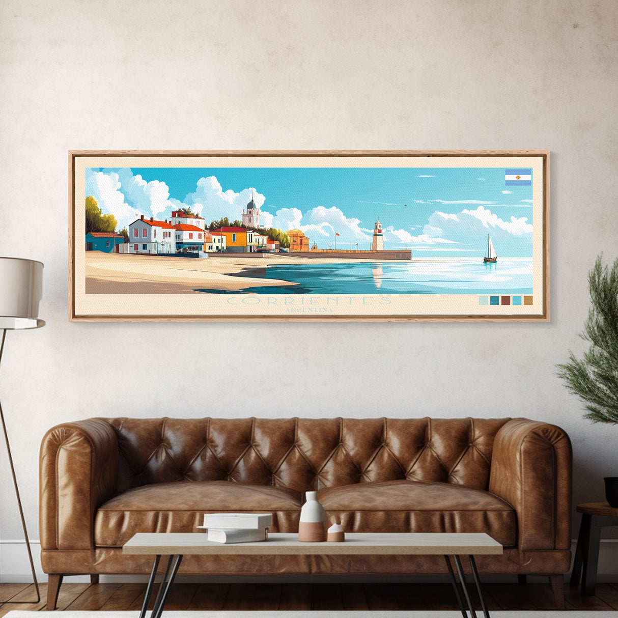 Corrientes, Argentina Travel Poster Panoramic Canvas Print, Corrientes, Argentina Painting, Argentina Art, Corrientes Travel Art, Guest Room Painting
