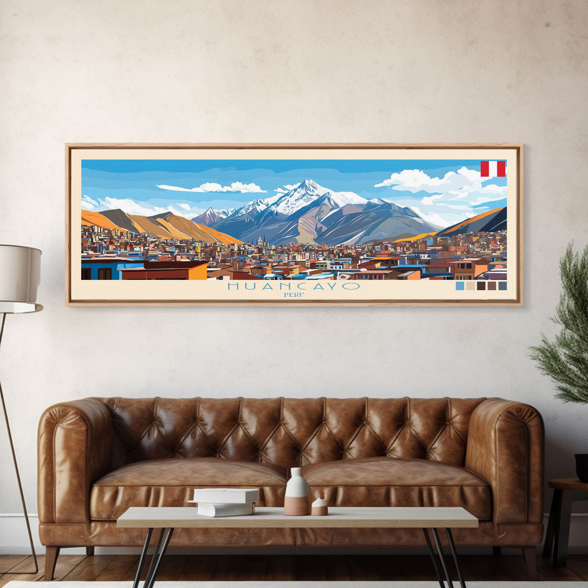 Huancayo, Peru Travel Poster Panoramic Canvas Print, Huancayo, Peru Painting, Peru Art, Huancayo Travel Art, Guest Room Painting