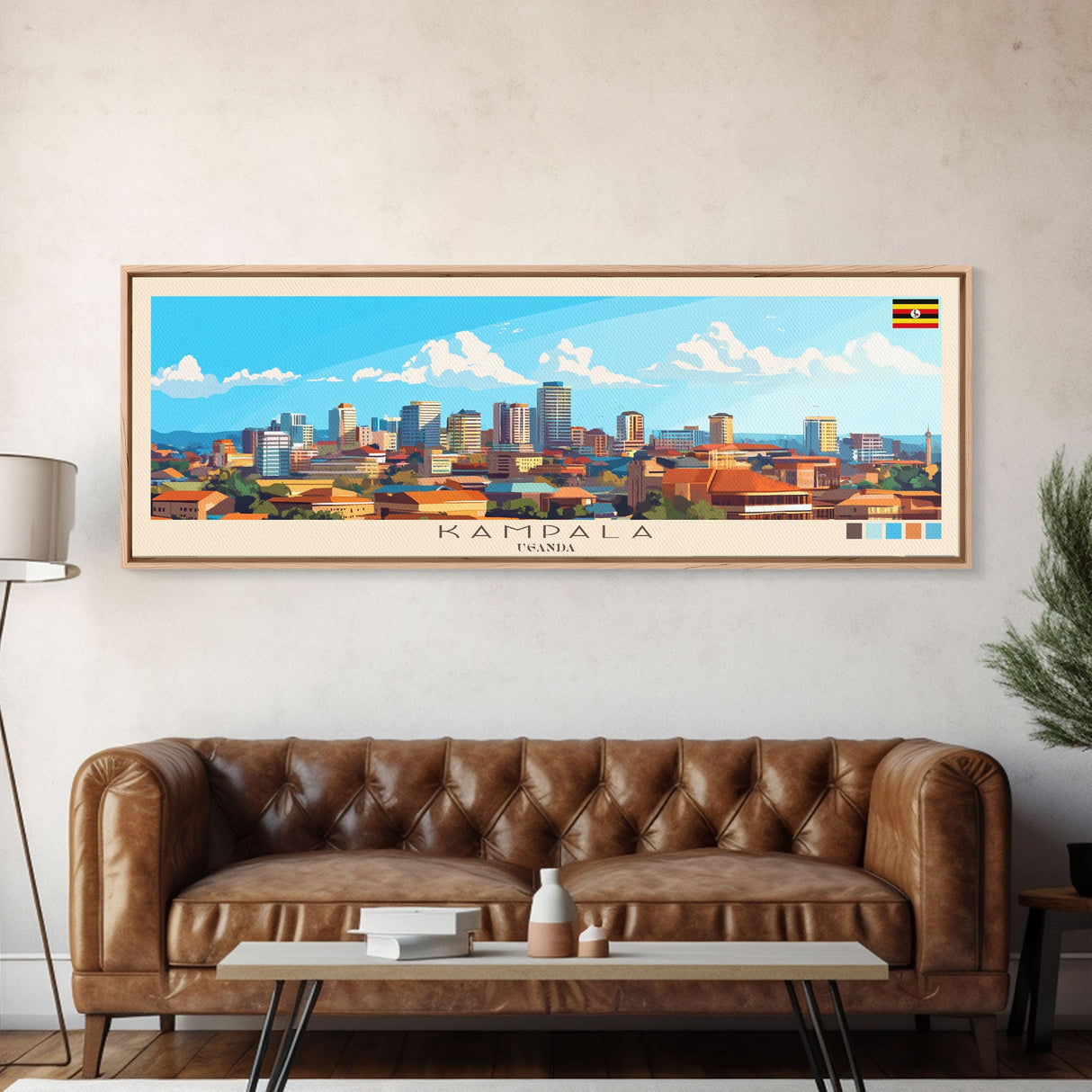 Kampala, Uganda Panoramic Travel Poster Canvas Print, Kampala, Uganda Painting, Uganda Art, Kampala Travel Art, Living Room Painting