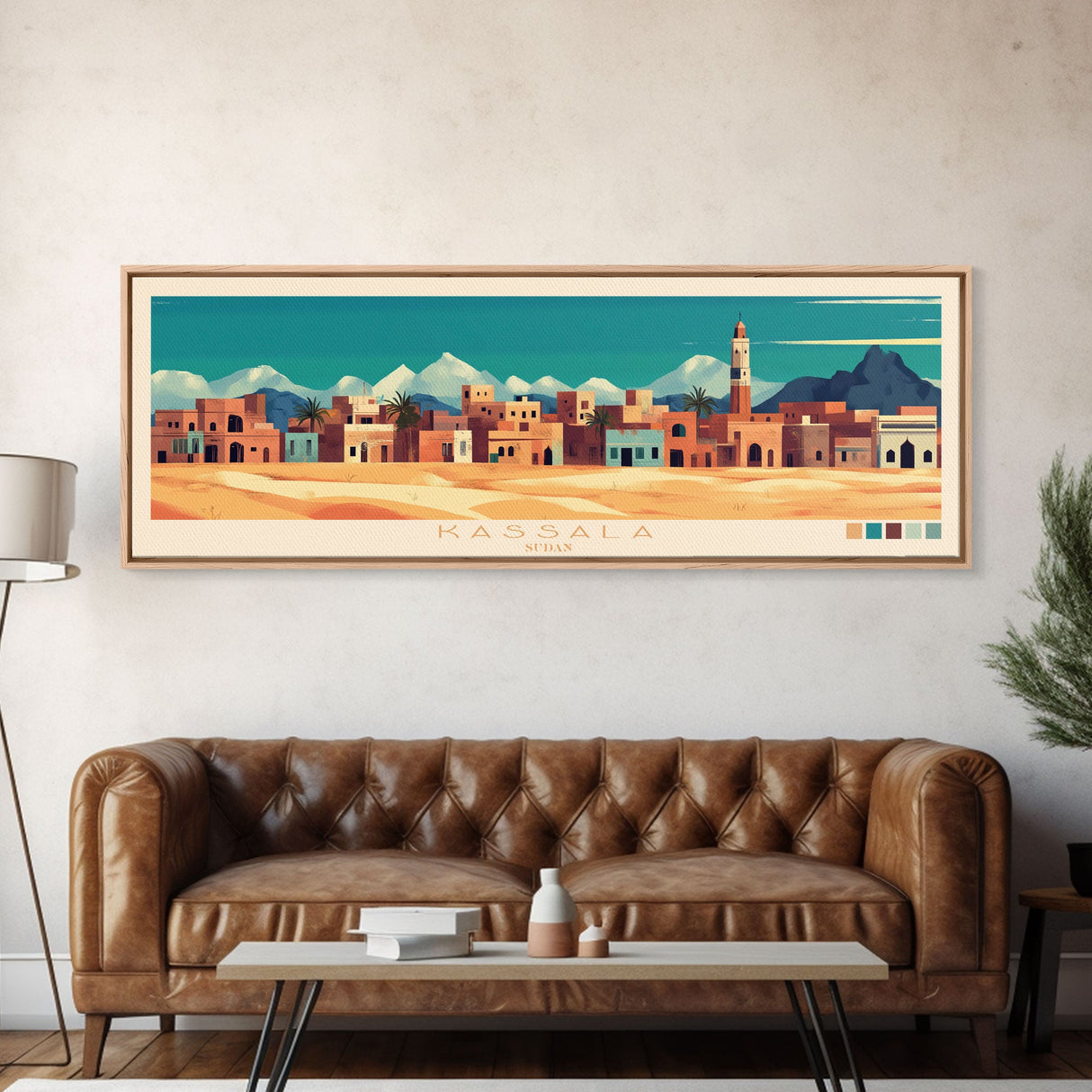 Kassala, Sudan Panoramic Travel Poster Canvas Print, Kassala, Sudan Painting, Sudan Art, Kassala Travel Art, Guest Room Painting