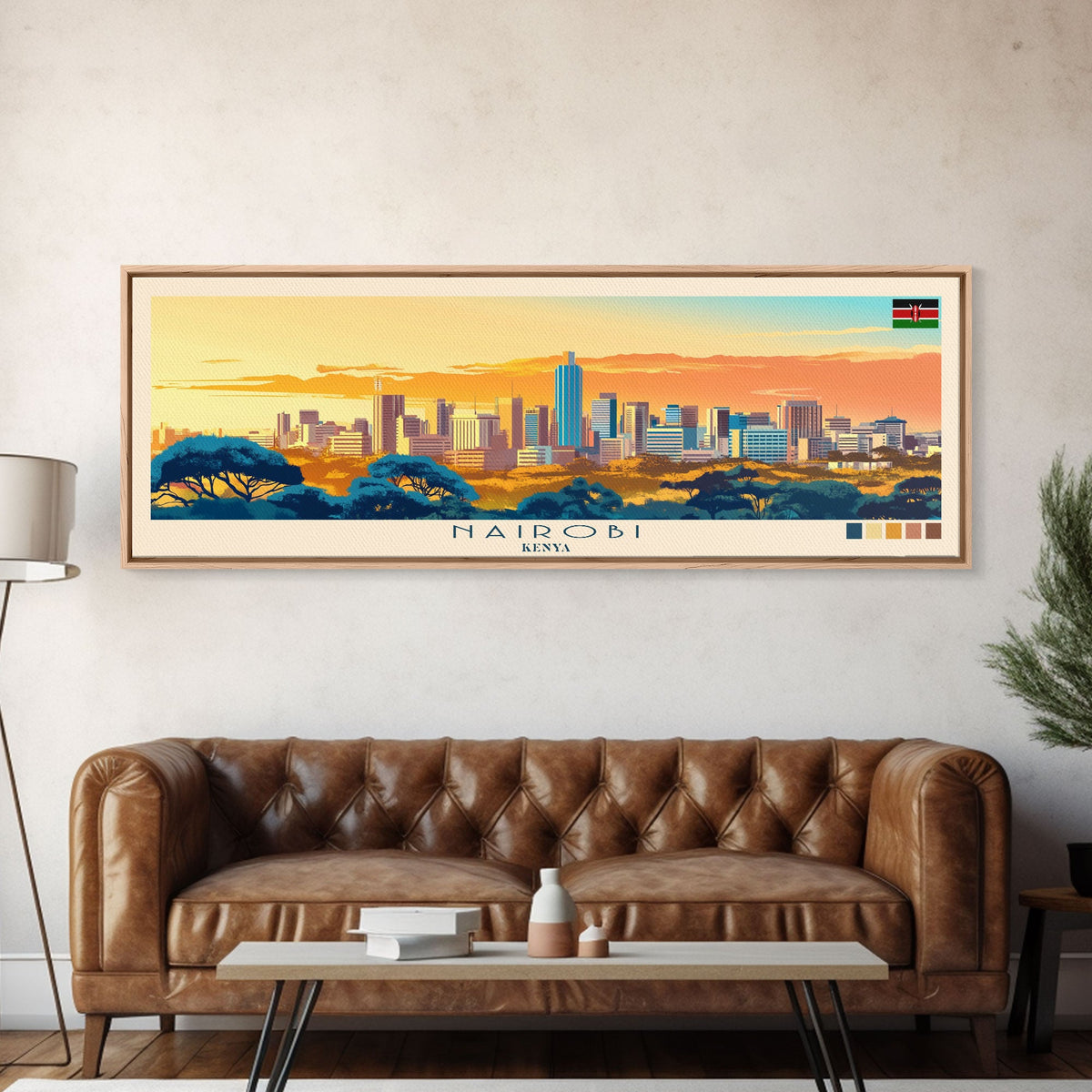 Nairobi, Kenya Panoramic Travel Poster Canvas Print, Nairobi, Kenya Painting, Kenya Art, Nairobi Travel Art, Living Room Painting