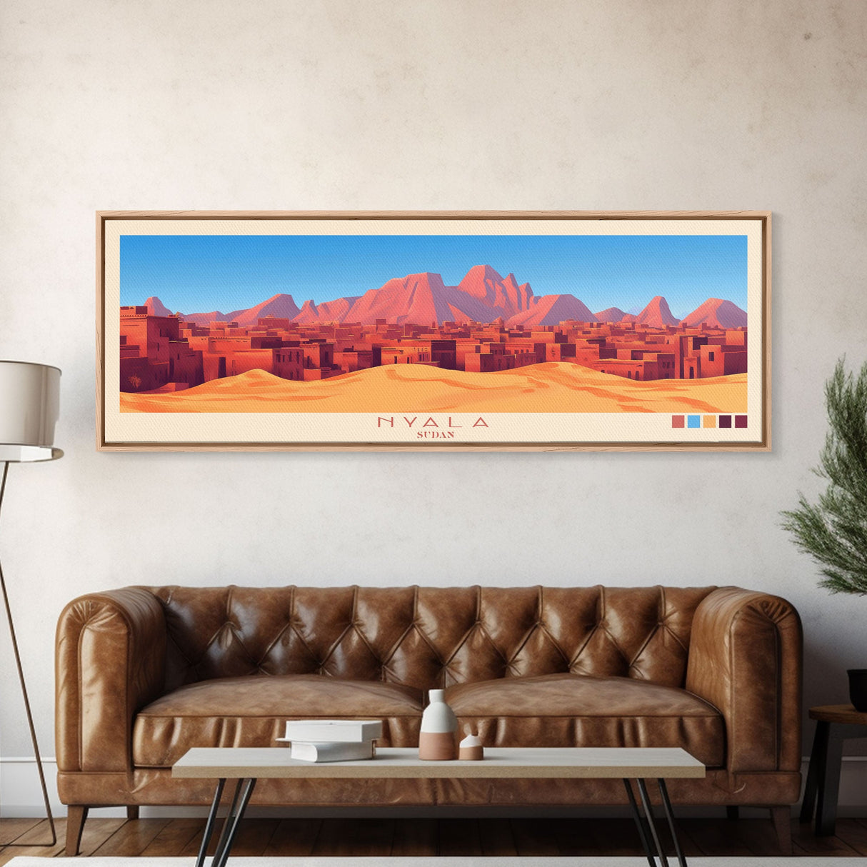 Nyala, Sudan Travel Poster Panoramic Canvas Print, Nyala, Sudan Painting, Sudan Art, Nyala Travel Art, Guest Room Painting