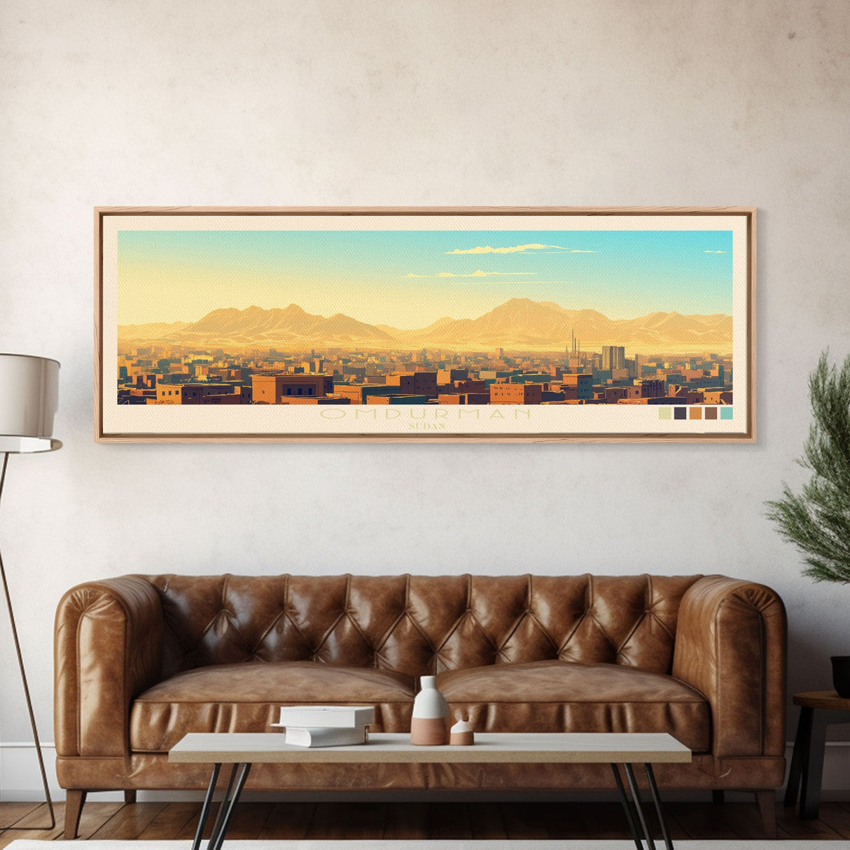 Omdurman, Sudan Panoramic Travel Poster Canvas Print, Omdurman, Sudan Painting, Sudan Art, Omdurman Travel Art, Guest Room Painting