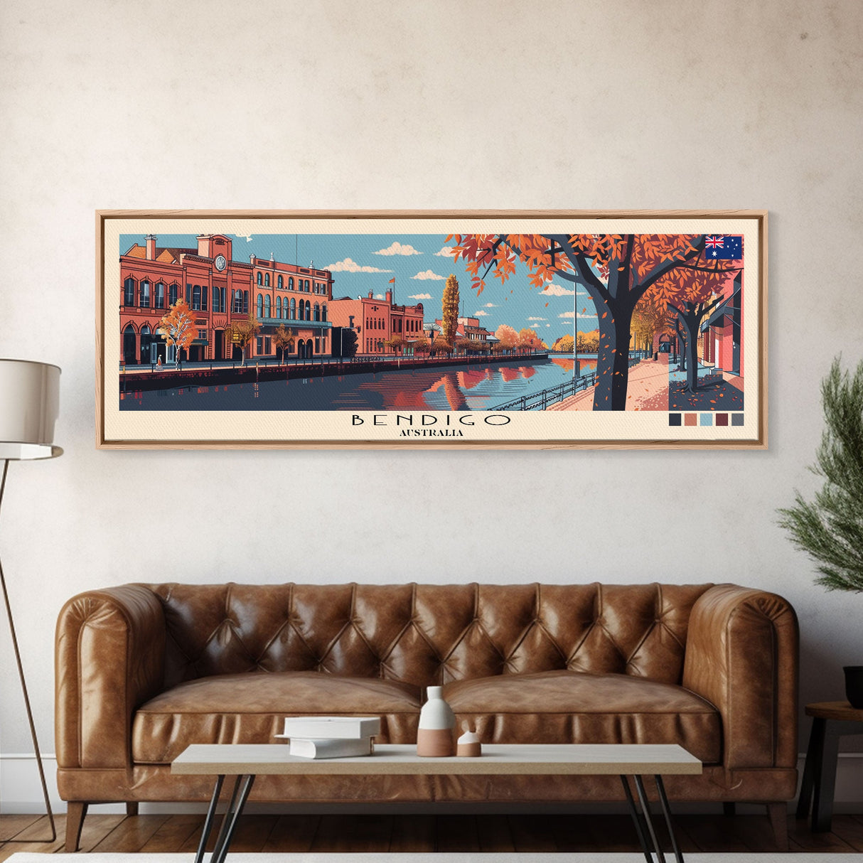 Bendigo, Australia Panoramic Canvas Print, Bendigo, Australia Painting, Australia Art, Bendigo Travel Poster, Travel Art, Guest Room Painting