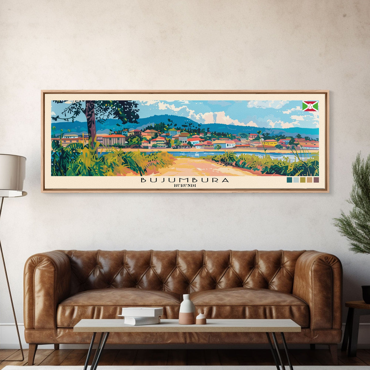 Bujumbura, Burundi Panoramic Canvas Print, Bujumbura, Burundi Painting, Burundi Art, Bujumbura Travel Poster, Travel Art, Vacation Gift