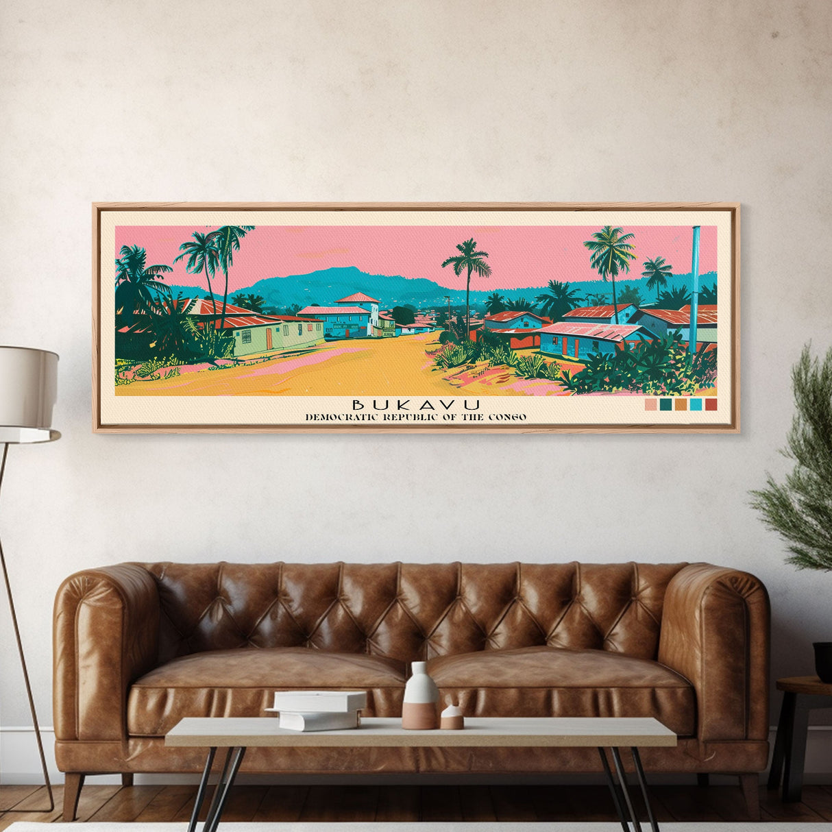 Bukavu, Congo Panoramic Canvas Print, Bukavu, Congo Painting, Congo Art, Bukavu Travel Poster, Travel Art, Living Room Painting