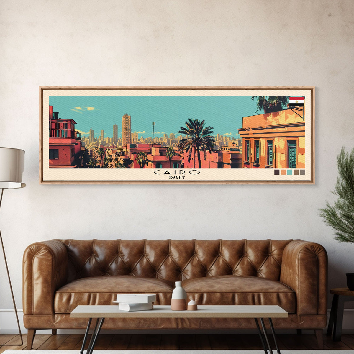 Cairo, Egypt Panoramic Canvas Print, Cairo, Egypt Painting, Egypt Art, Cairo Travel Poster, Travel Art, Housewarming Gift