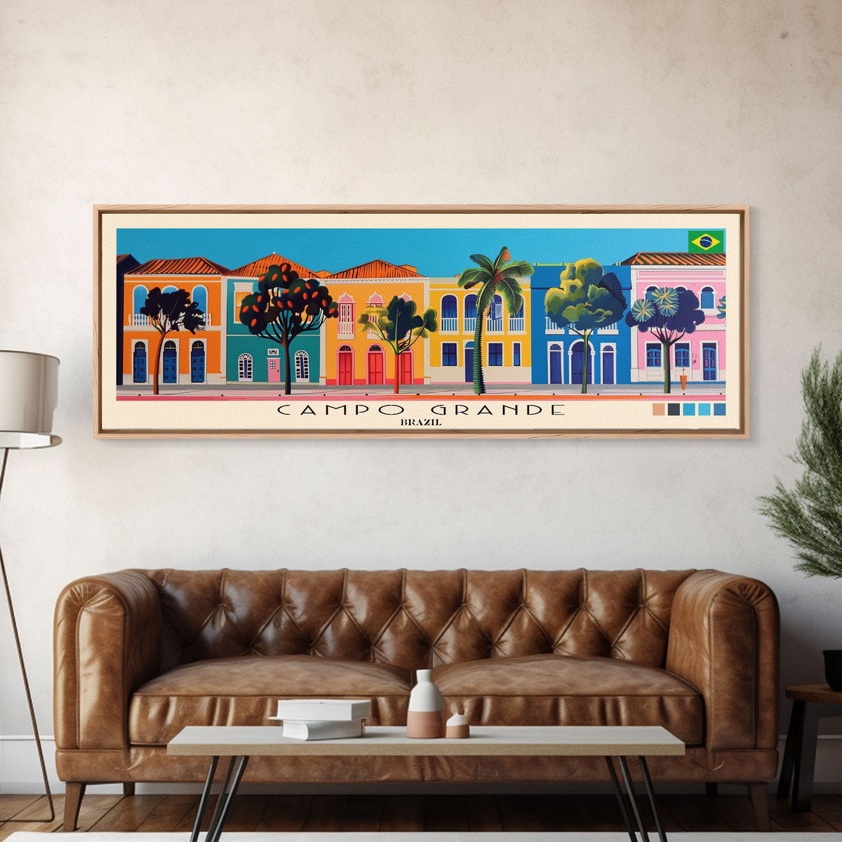 Campo Grande, Brazil Panoramic Canvas Print, Campo Grande, Brazil Painting, Brazil Art, Campo Grande Travel Poster, Travel Art, Guest Room Painting