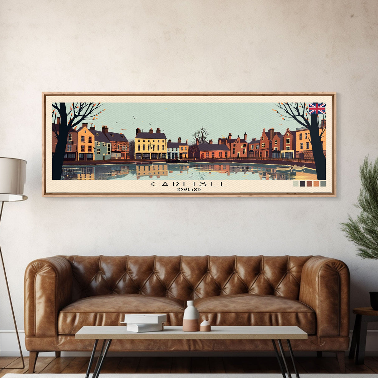 Carlisle, England Panoramic Canvas Print, Carlisle, England Painting, England Art, Carlisle Travel Poster, Travel Art, Vacation Gift