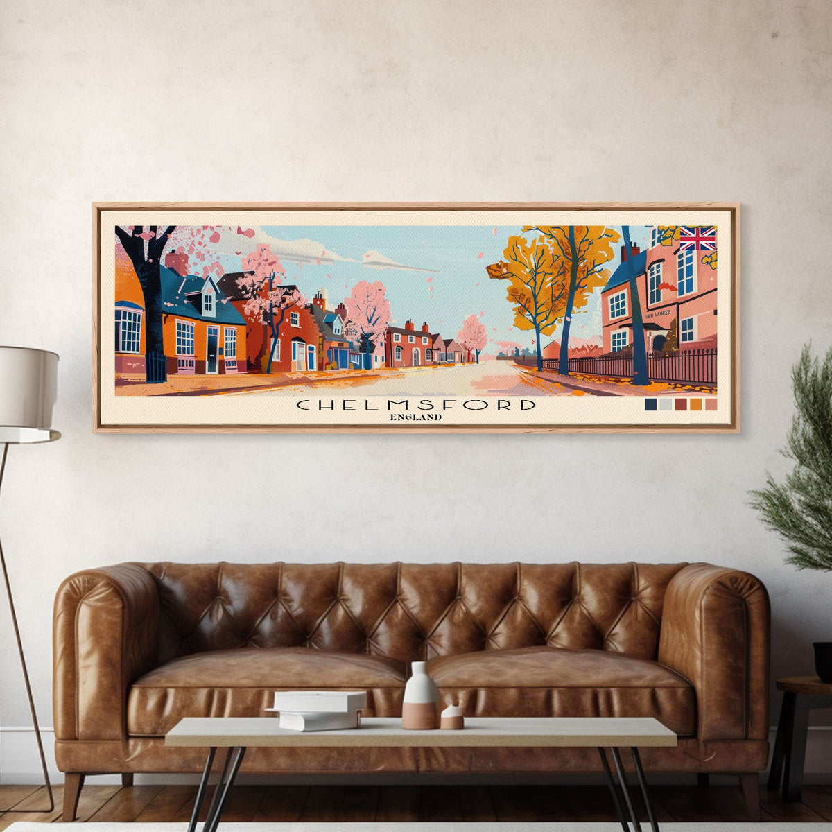 Chelmsford, England Panoramic Canvas Print, Chelmsford, England Painting, England Art, Chelmsford Travel Poster, Travel Art, Guest Room Painting