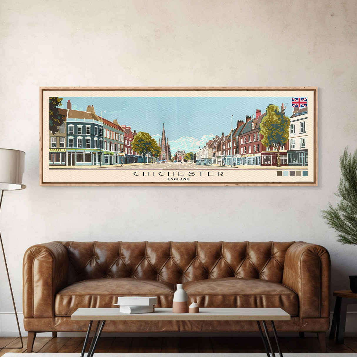 Chichester, England Panoramic Canvas Print, Chichester, England Painting, England Art, Chichester Travel Poster, Travel Art, Housewarming Gift