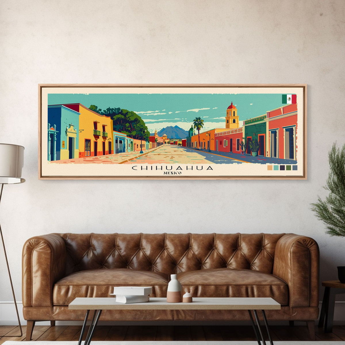 Chihuahua, Mexico Panoramic Canvas Print, Chihuahua, Mexico Painting, Mexico Art, Chihuahua Travel Poster, Travel Art, Vacation Gift