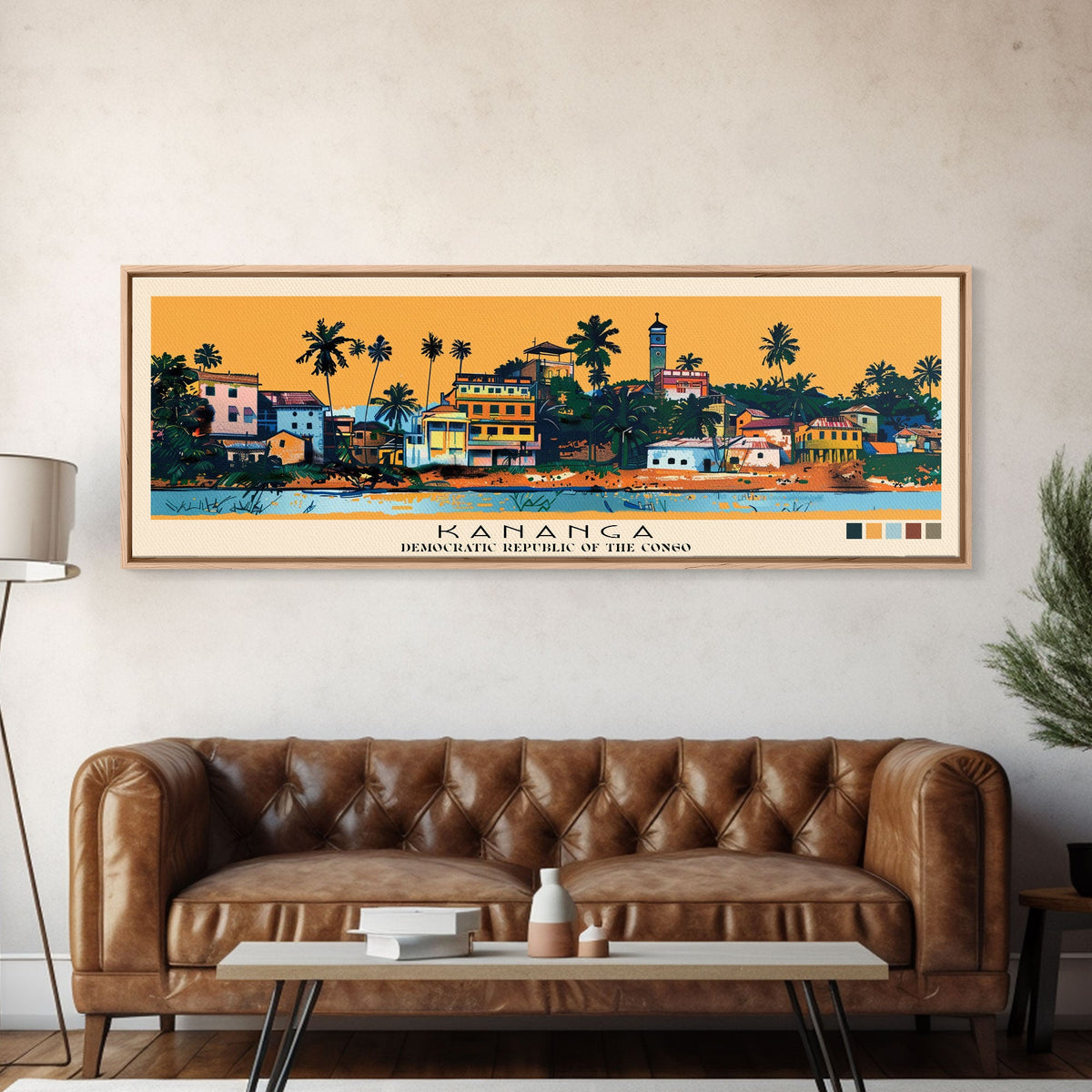 Kananga, Congo Panoramic Canvas Print, Kananga, Congo Painting, Congo Art, Kananga Travel Poster, Travel Art, Housewarming Gift