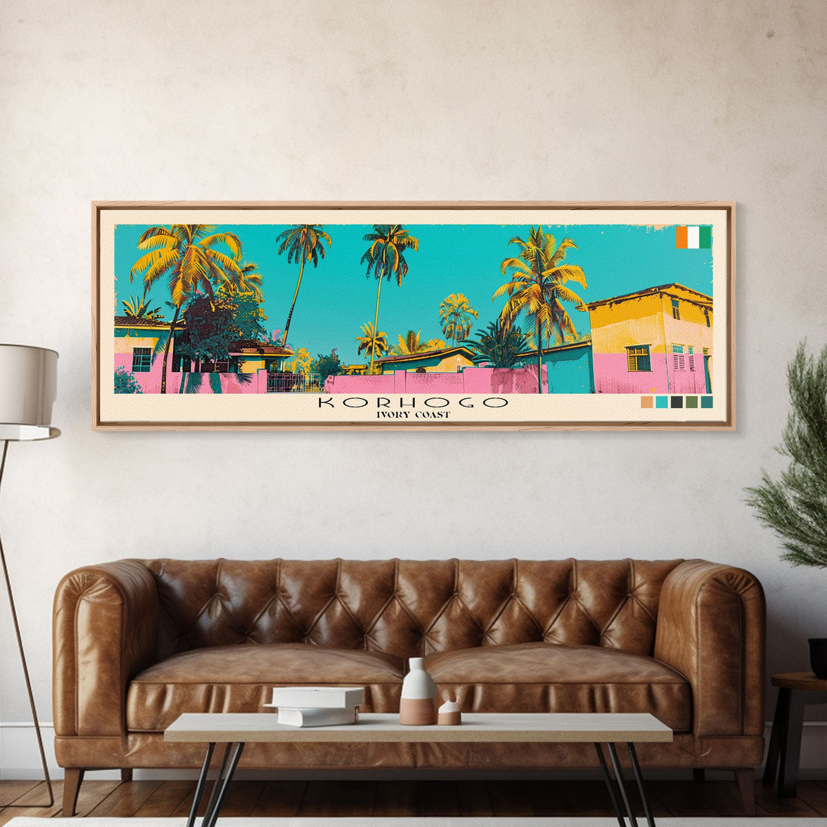 Korhogo, Ivory Coast Panoramic Canvas Print, Korhogo, Ivory Coast Painting, Ivory Coast Art, Korhogo Travel Poster, Travel Art, Vacation Gift