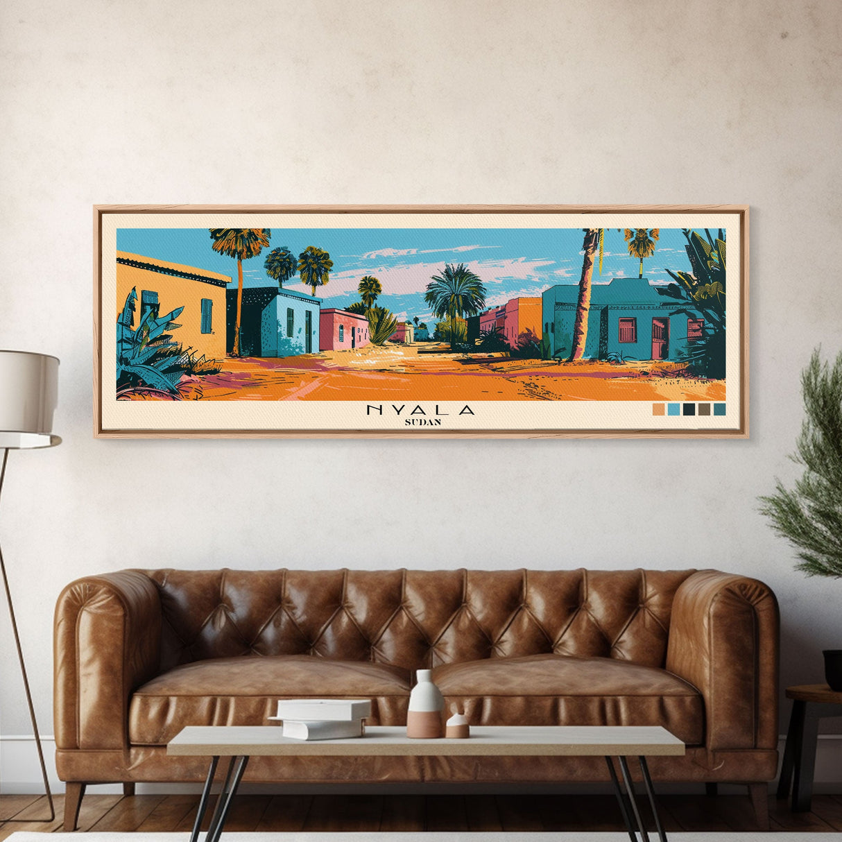 Nyala, Sudan Panoramic Canvas Print, Nyala, Sudan Painting, Sudan Art, Nyala Travel Poster, Travel Art, Guest Room Painting