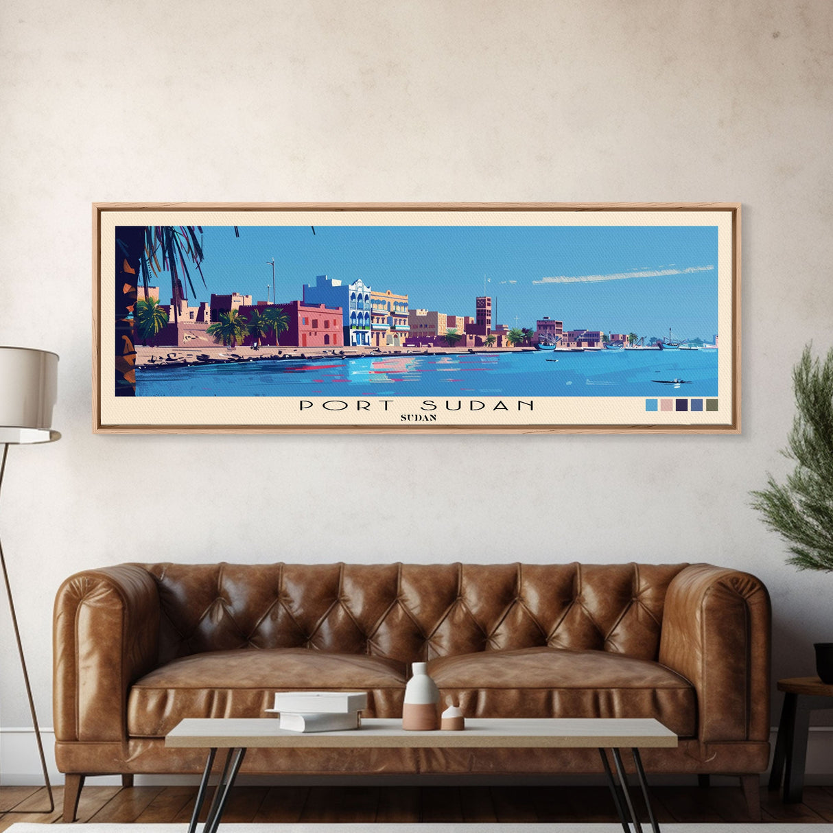 Port Sudan, Sudan Panoramic Canvas Print, Port Sudan, Sudan Painting, Sudan Art, Port Sudan Travel Poster, Travel Art, Living Room Painting