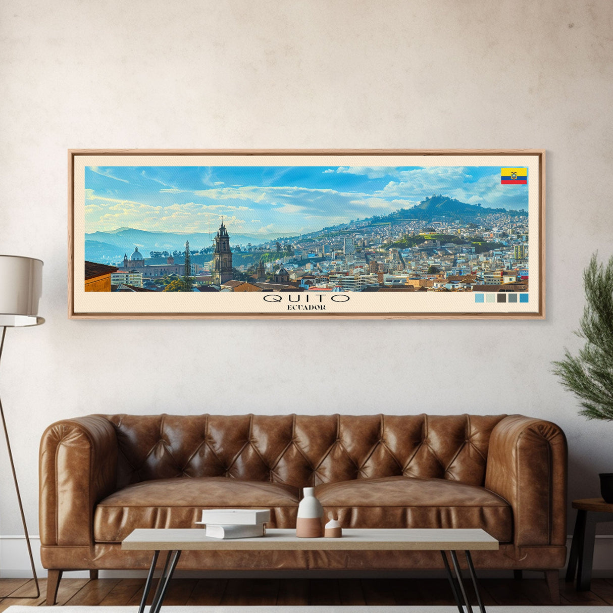 Quito, Ecuador Panoramic Canvas Print, Quito, Ecuador Painting, Ecuador Art, Quito Travel Poster, Travel Art, Living Room Painting