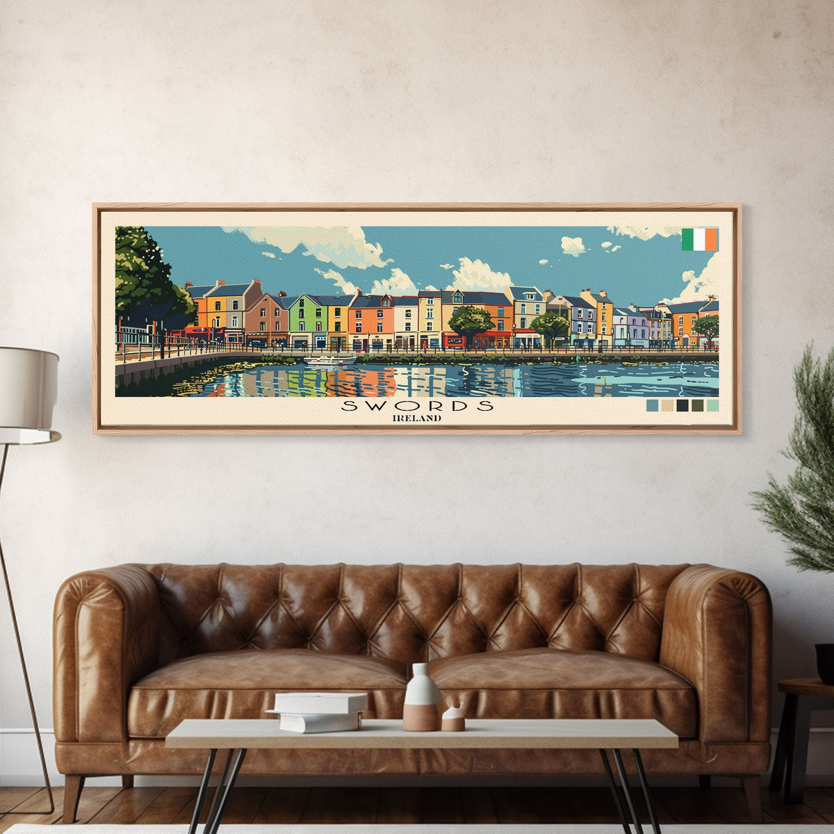 Swords, Ireland Panoramic Canvas Print, Swords, Ireland Painting, Ireland Art, Swords Travel Poster, Travel Art, Guest Room Painting