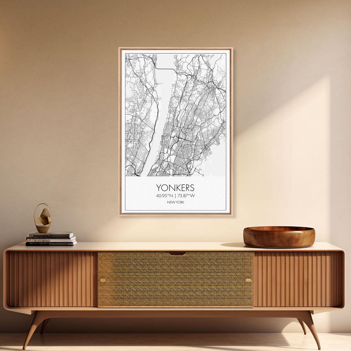 Yonkers Street Map, New York Map, City Map Print, Minimalist Art, Wall Art, Canvas Print, Travel Wall Art, Map Gift, Dorm Room Decor