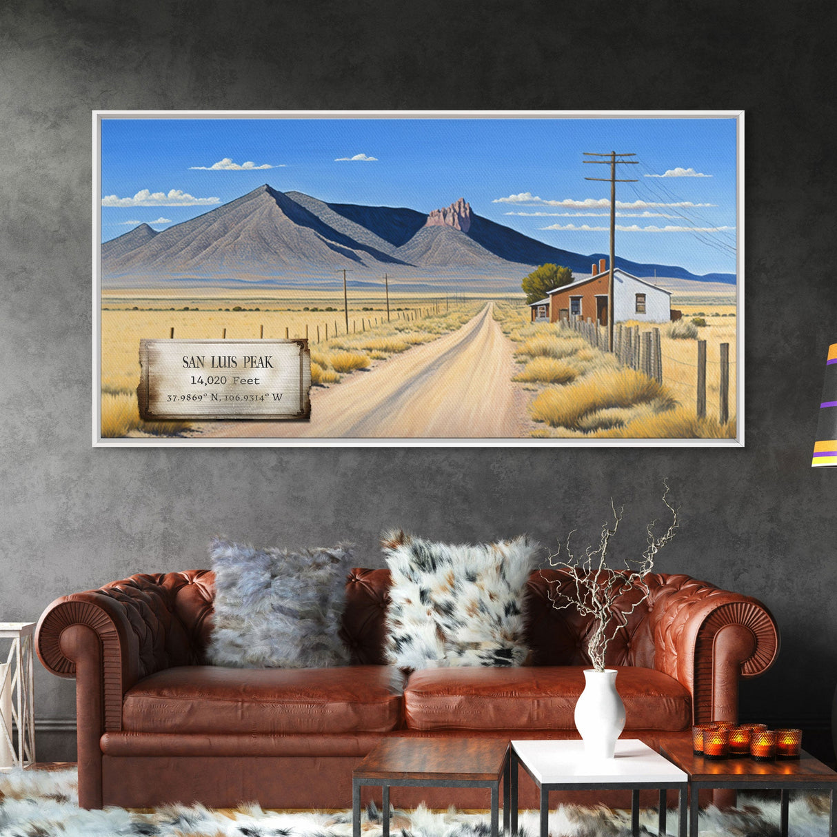 San Luis Peak, Colorado Art, Travel Poster Wall Art, Framed Canvas Print, American Mountains, Mountain Landscape Painting, Colorado Mountain