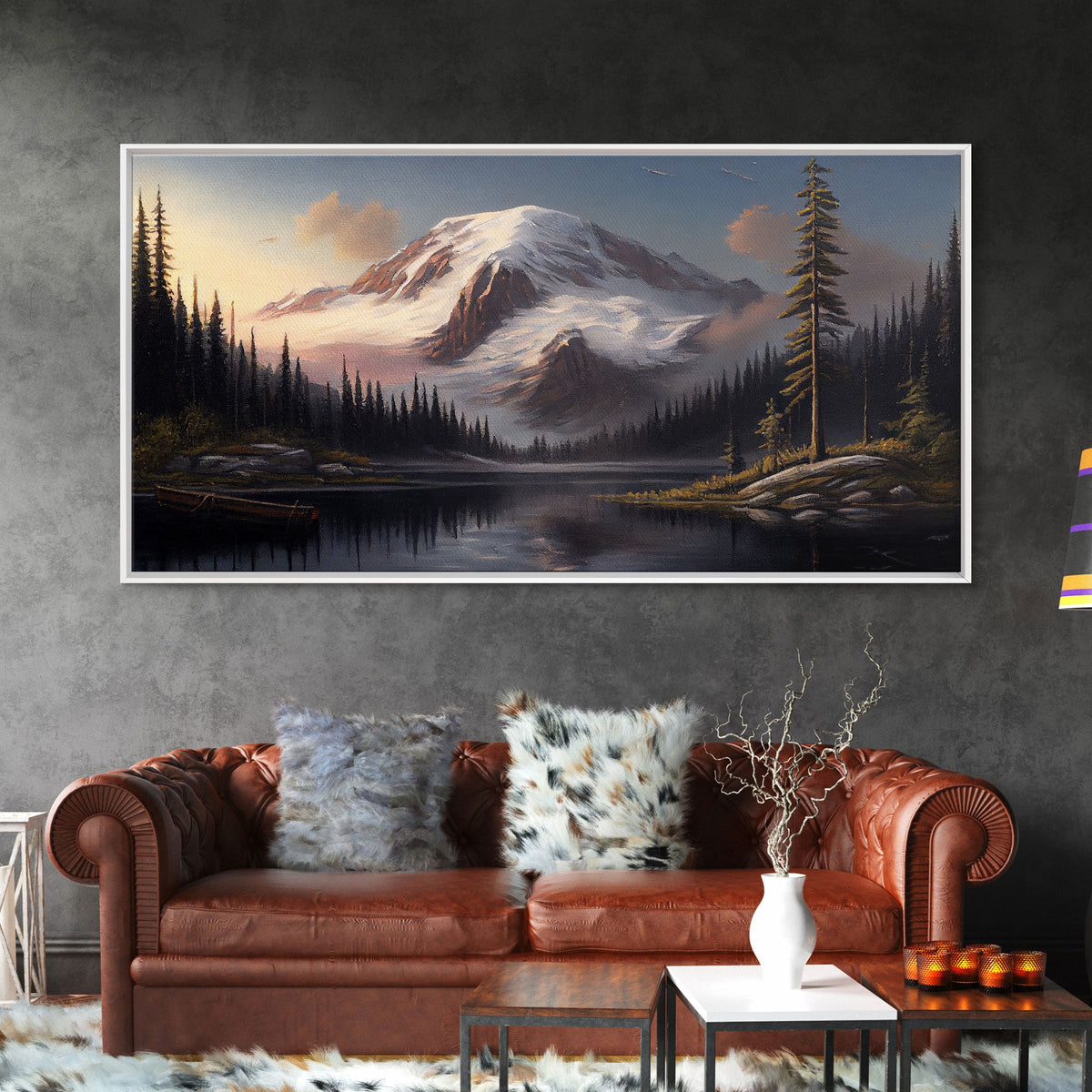 Mountain Canvas Print Wall Art, Mountain Landscape Painting, Mount Rainier, Washington Mountains, Travel Art, Watercolor Painting