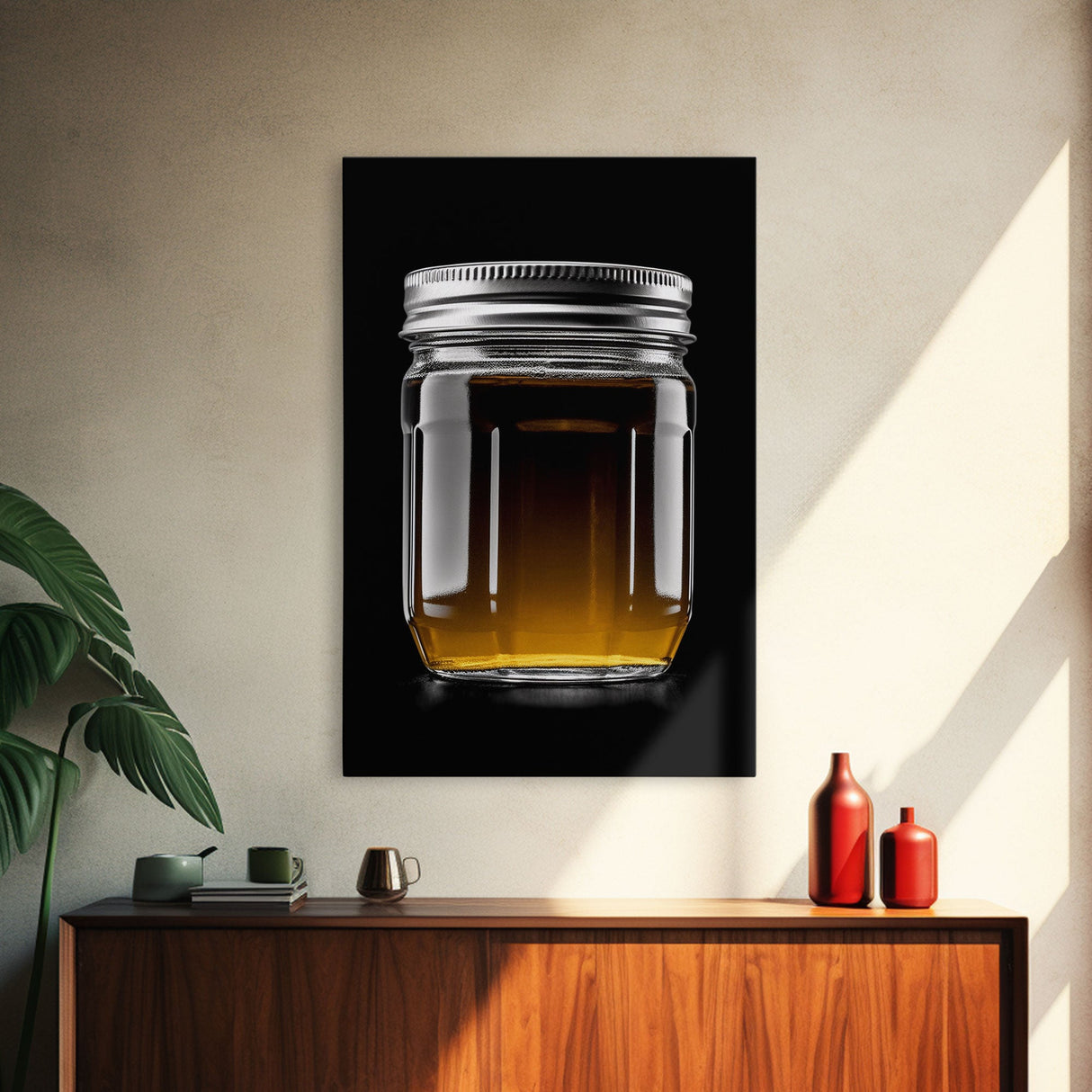 Mason Jar Wall Art, Kitchen Wall Decor, Jar Art, Minimalist Art, Wall Decor, Canvas Art, Wall Art, Framed Canvas Wall Decor