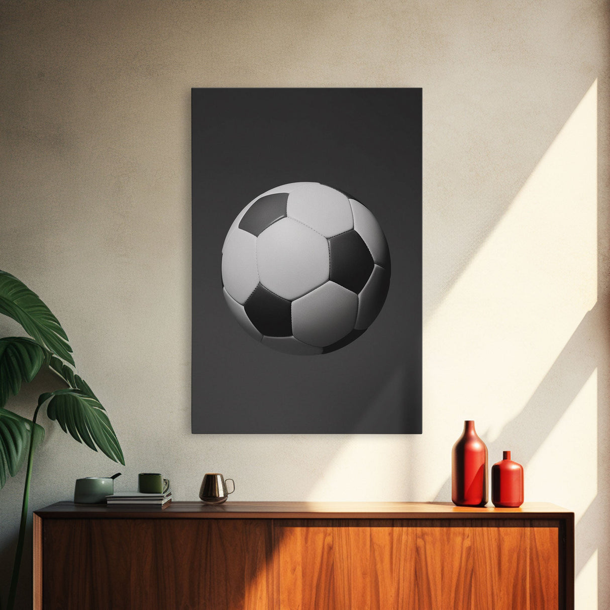 Soccer Ball Wall Art, Sports Wall Decor, Black And White Art, Minimalist Print, Wall Decor, Canvas Art, Wall Art, Framed Canvas Wall Art