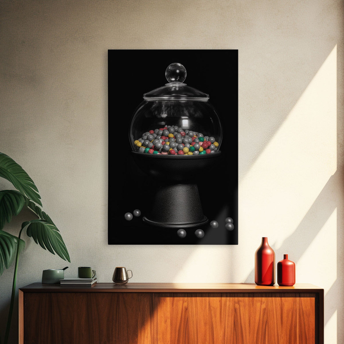 Gumball Machine Wall Art, Candy Dispenser Wall Decor, Kitchen Art, Minimalist Print, Wall Decor, Canvas Print, Wall Art, Framed Canvas