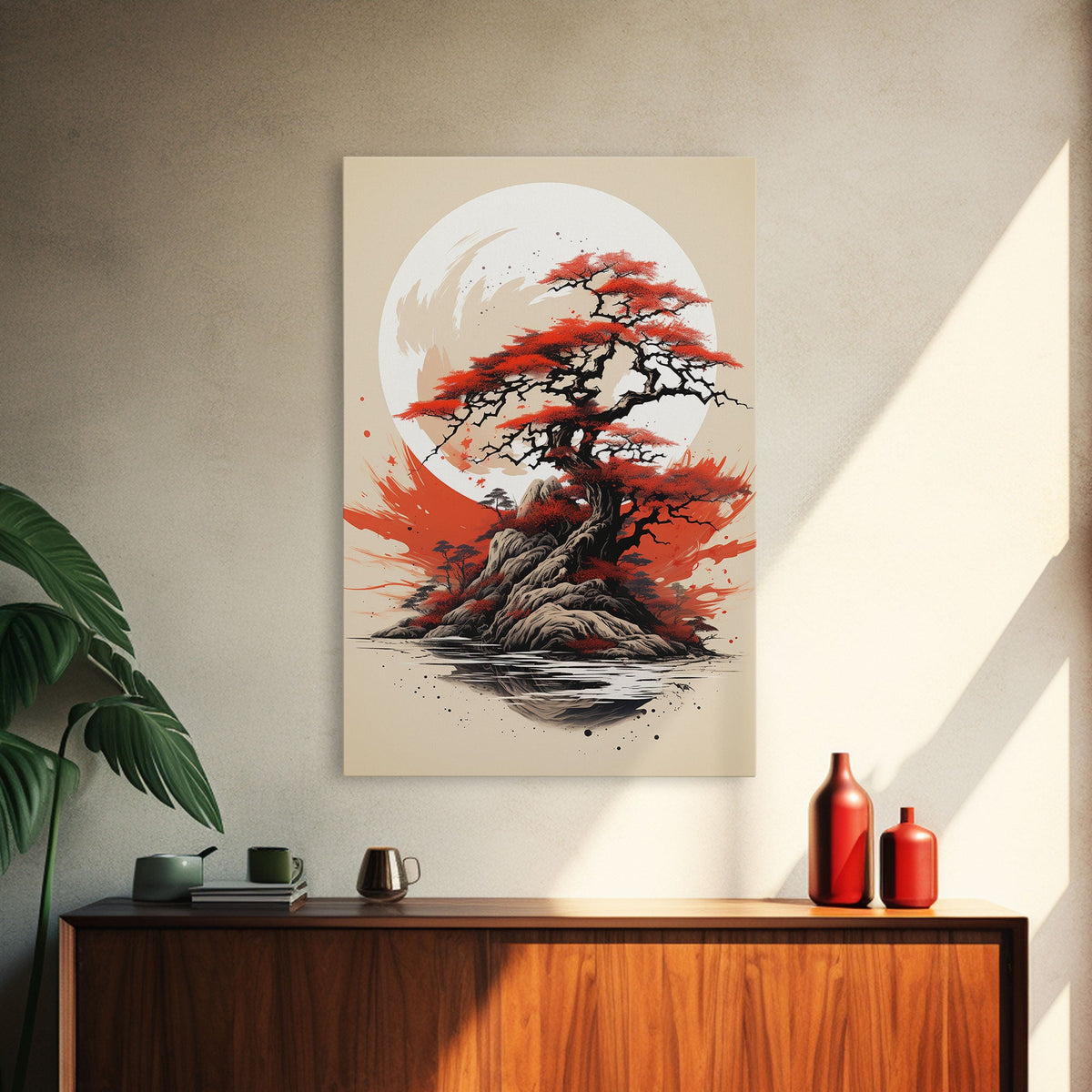 Japanese Wall Art, Japanese Maple Tree, Framed Canvas Print, Japanese Art, Japanese Hanging Wall Art
