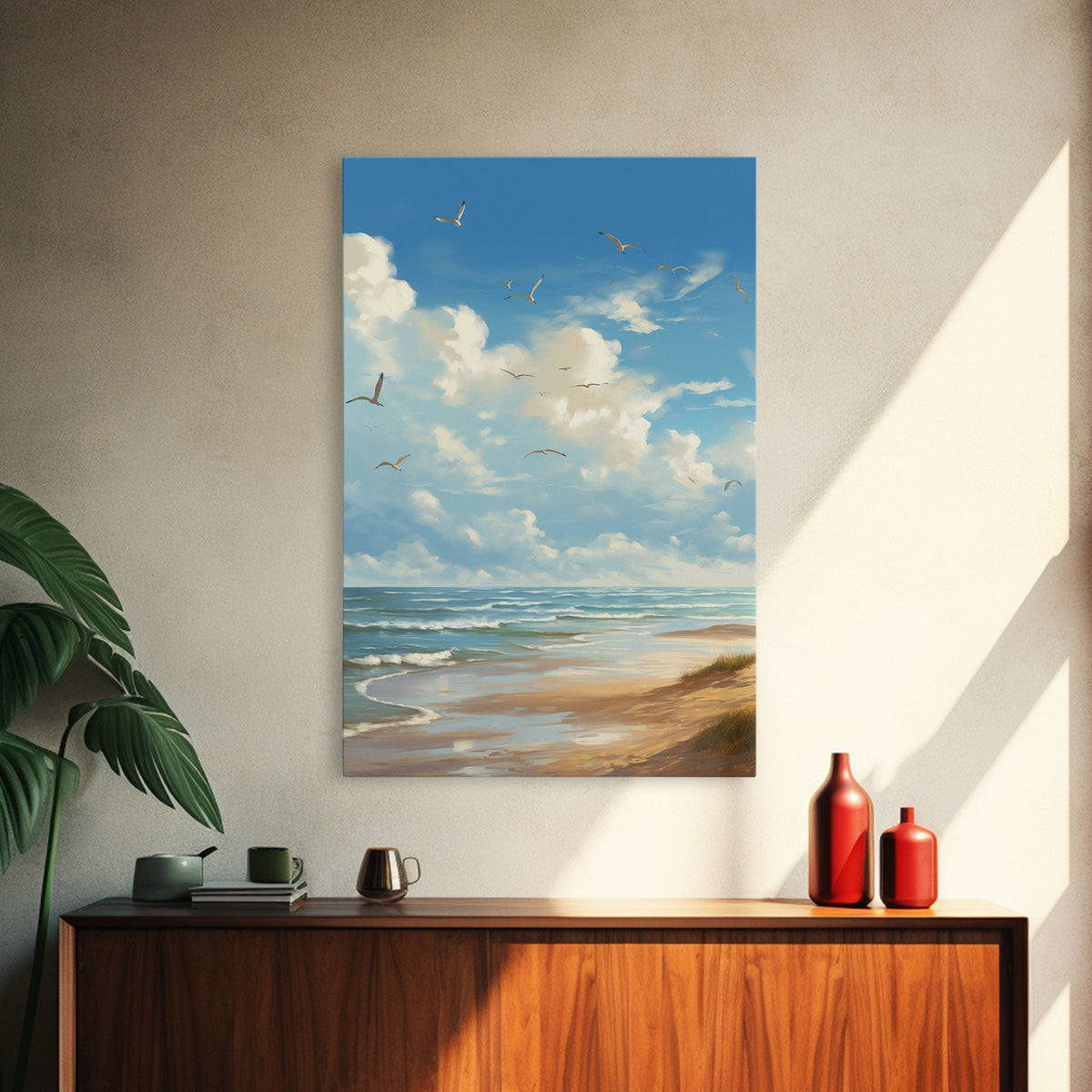 Beach Wall Print, Ocean Wall Art, Seashore, Seascape Art, Canvas Print, Wall Art, Vertical Art, Gifts For Grandma, Bedroom Prints