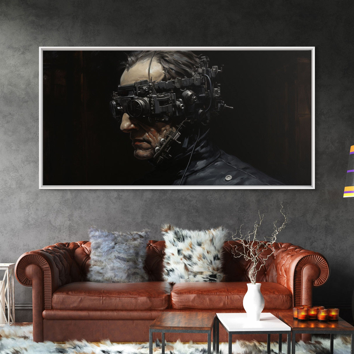 Victorian Steampunk Cyborg, Framed Canvas Print, Horror Prints, Halloween Wall Art, Halloween Themed Decor