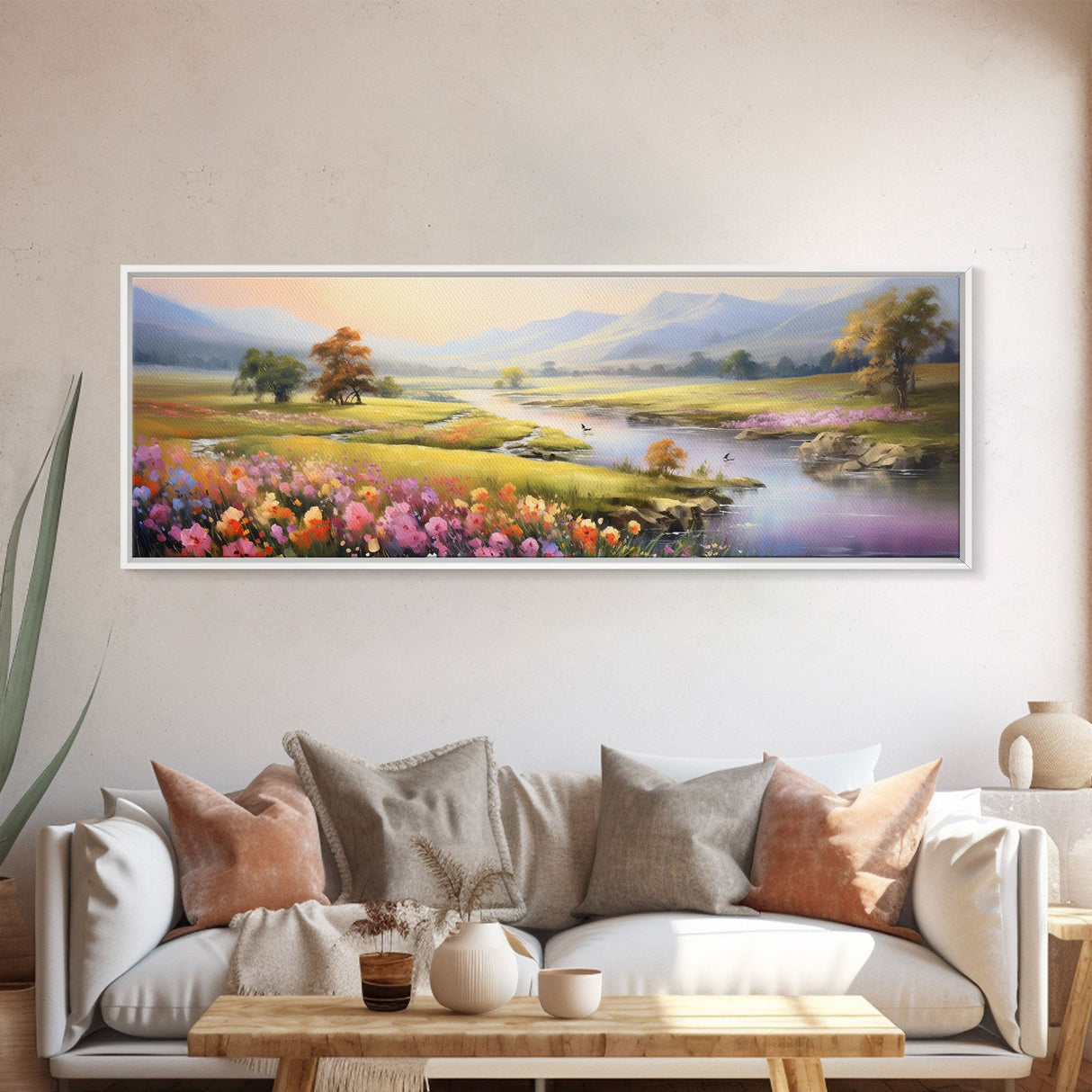 Panoramic Mountain and Forest Canvas Wall Art, Hill and Trees Canvas Wall Decor, Nature and Forest Decoration, Canvas Print Home Decor