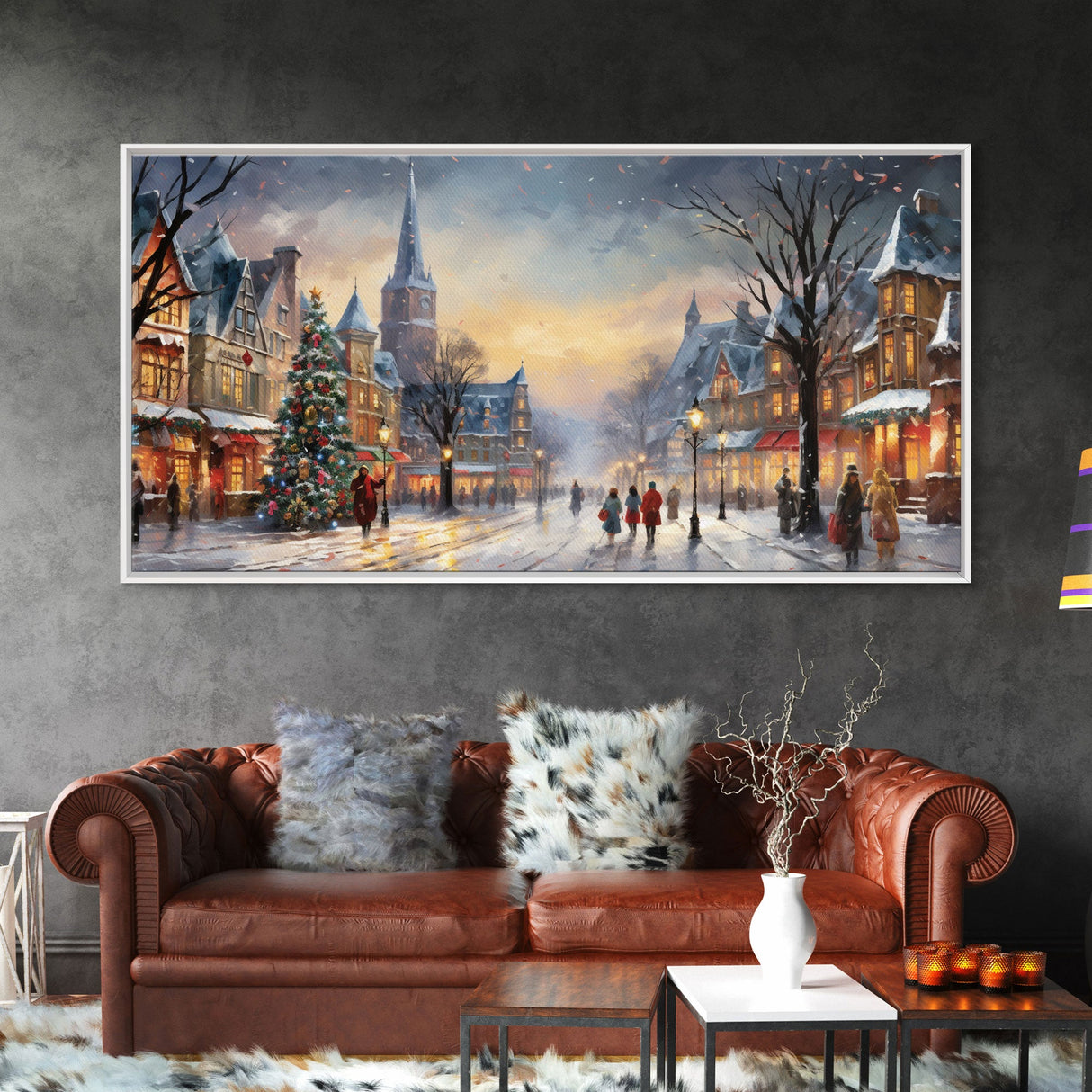 Retro Christmas Winter Wonderland Framed Canvas Print - Christmas Decoration - Christmas Art - Christmas Living Room Decor