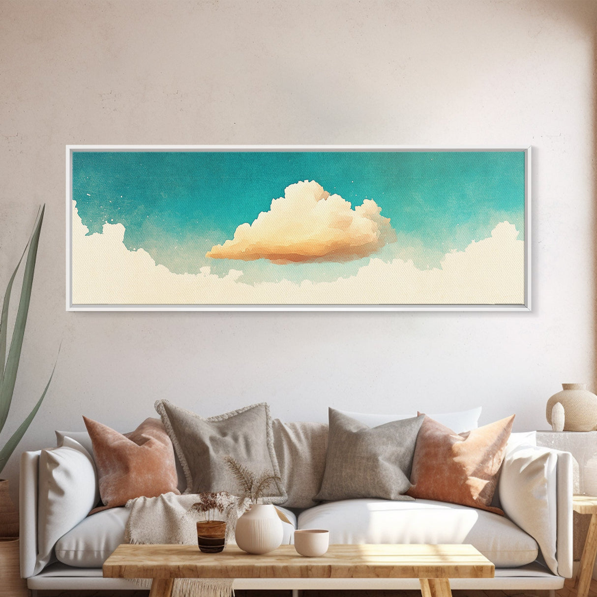 Modern Wall Art - Abstract Oil Painting Print - Extra Large Wall Art - Canvas Wall Hanging - Cloud Painting - Oversized Wall Art - Framed Canvas
