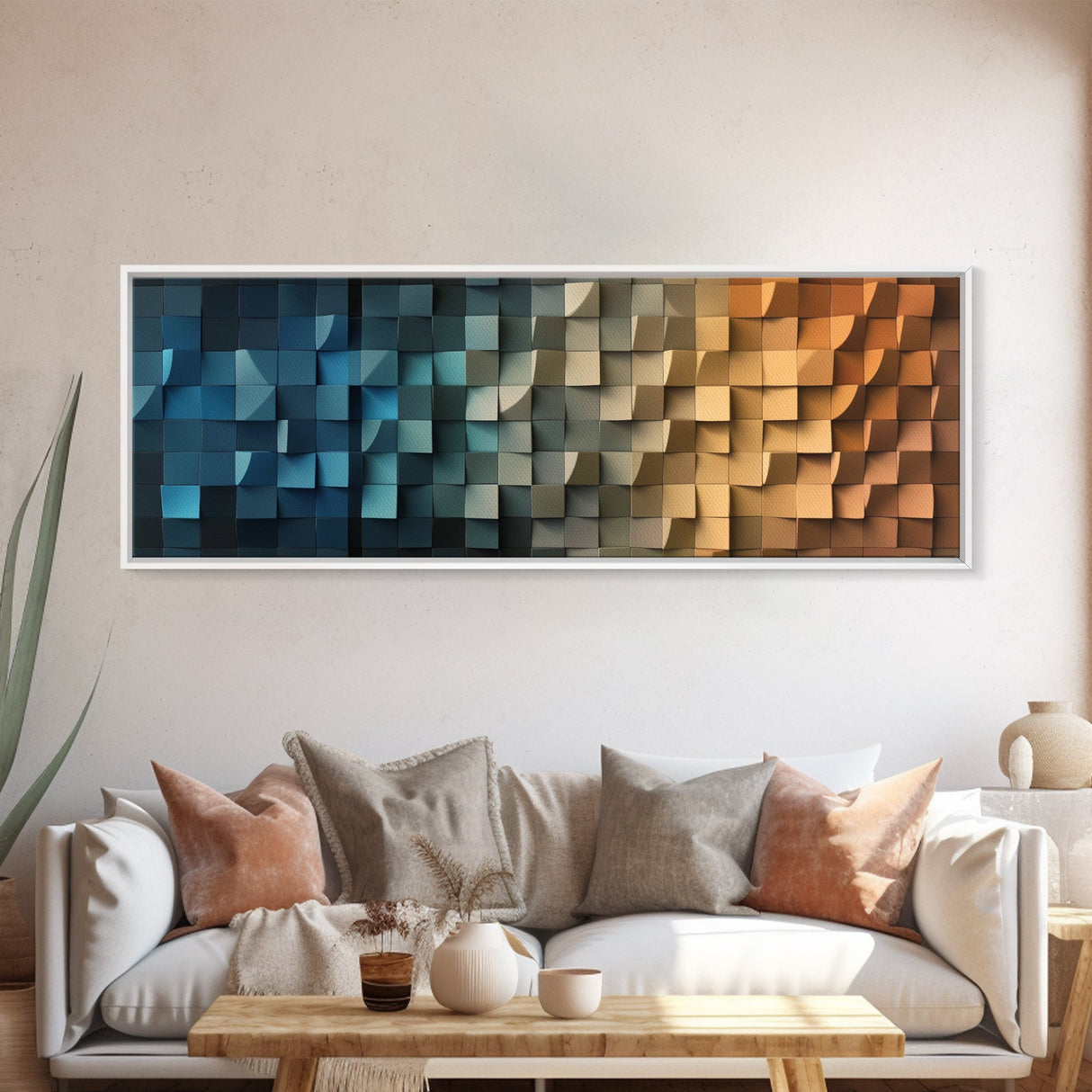 Waves - Abstract Geometric Painting Wall Art - Wood Framed Canvas Print - Abstract Home Decor