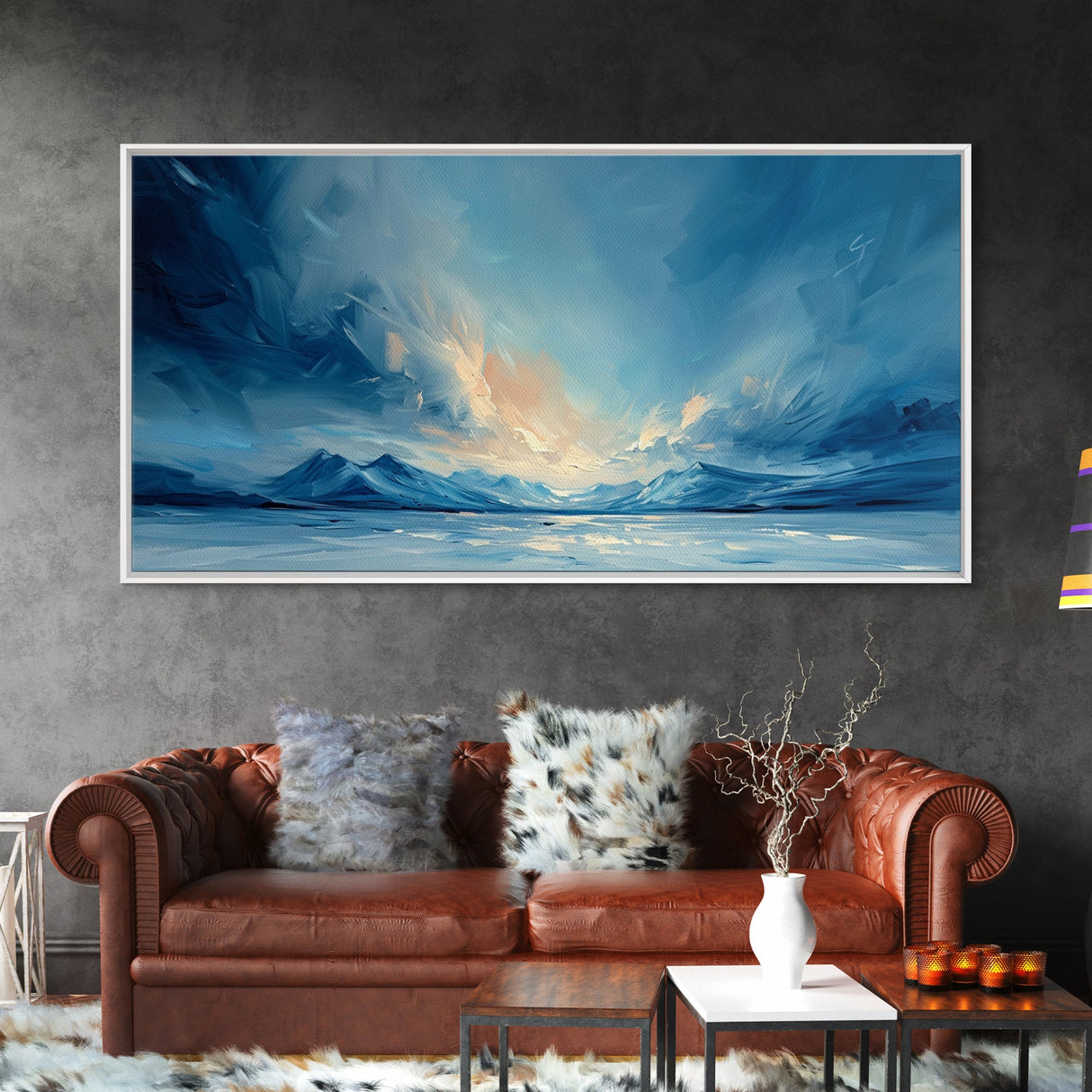The Arctic - Framed Canvas Print - Wood Framed Wall Art - Landscape Oil Painting - Minimalist Landscape Wall Art