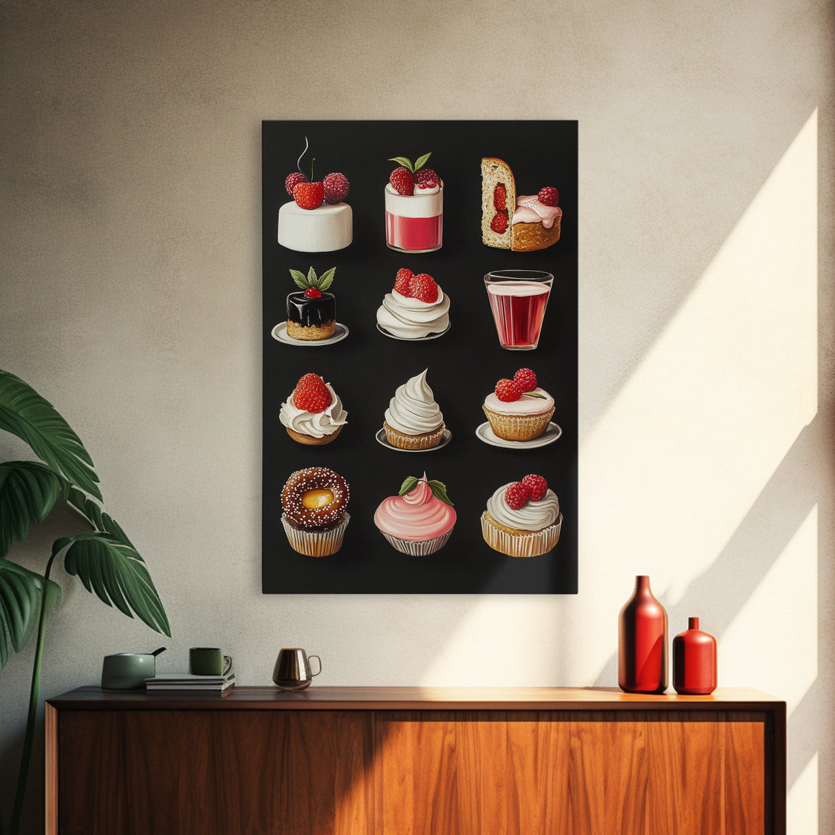 Kawaii Dessert Painting Print, Kitchen Home Decor, Kitchen Wall Art, Minimalist Dining Room Decor, Kawaii Wall Art, Cute Kitchen Decor