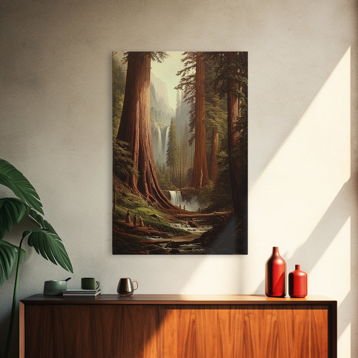 Fantasy Forest Painting Print, Majestic Redwood Trees of Ancient California Fantasy Art, California home Decor, Redwood Trees Painting