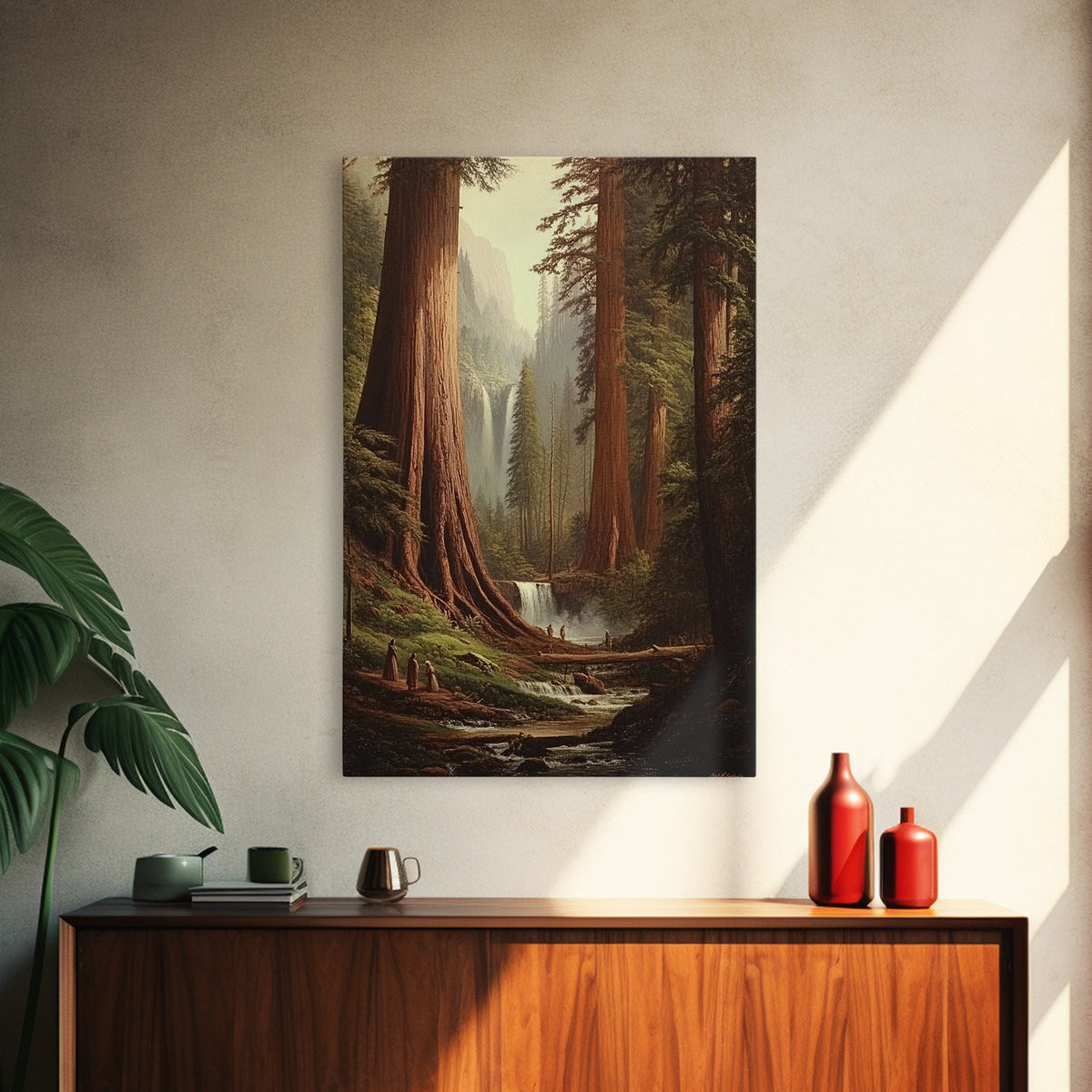 Fantasy Forest Painting Print, Majestic Redwood Trees of Ancient California Fantasy Art, California home Decor, Redwood Trees Painting