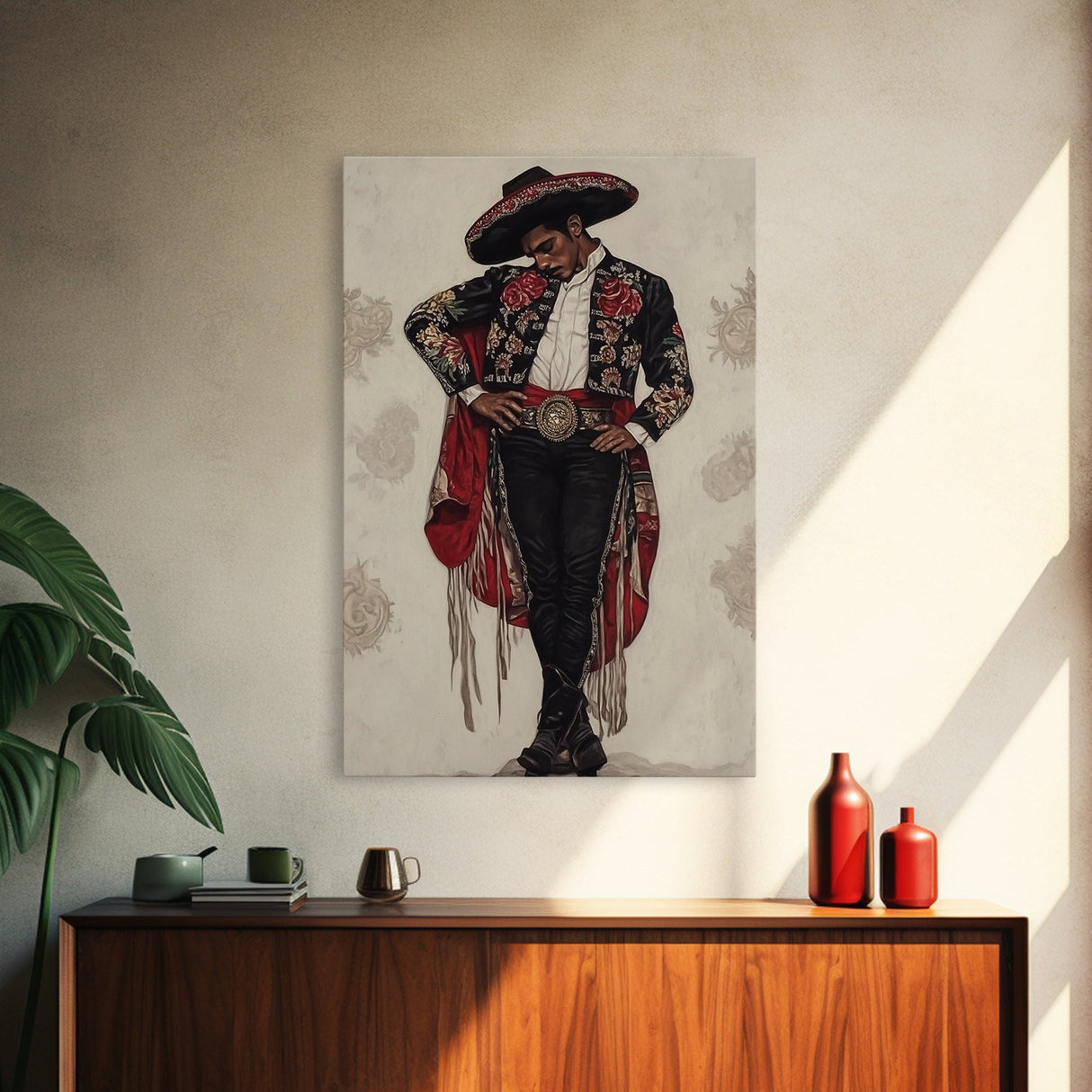 The Matador Oil Painting Canvas Print, Chicano Wall Art, Mexicano Decor, Mexican Inspired Wall Art