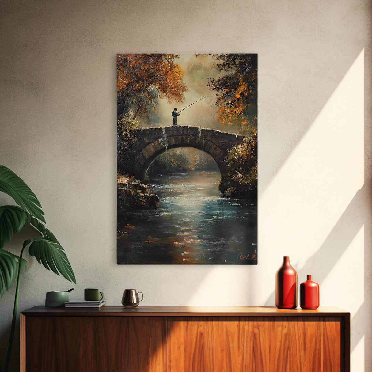 Fly Fishing Art Print on Canvas - Outdoors Gift Idea - Gift For Dad - Fly Fishing Art - Fly Fishing Painting - Trout Fishing - Outdoorsman Gift